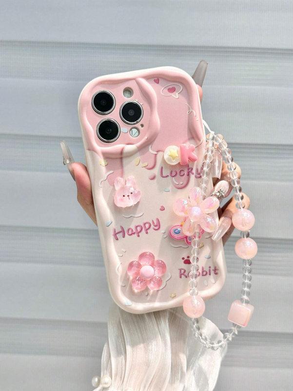 Teddy Bear with Chain Holographic Case (IPHONE 14 PRO MAX)
