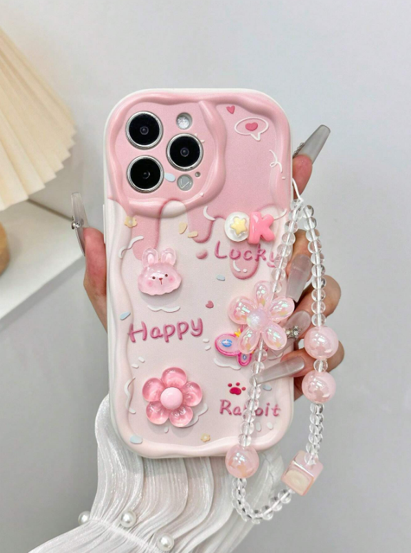 Teddy Bear with Chain Holographic Case (IPHONE 14 PRO MAX)