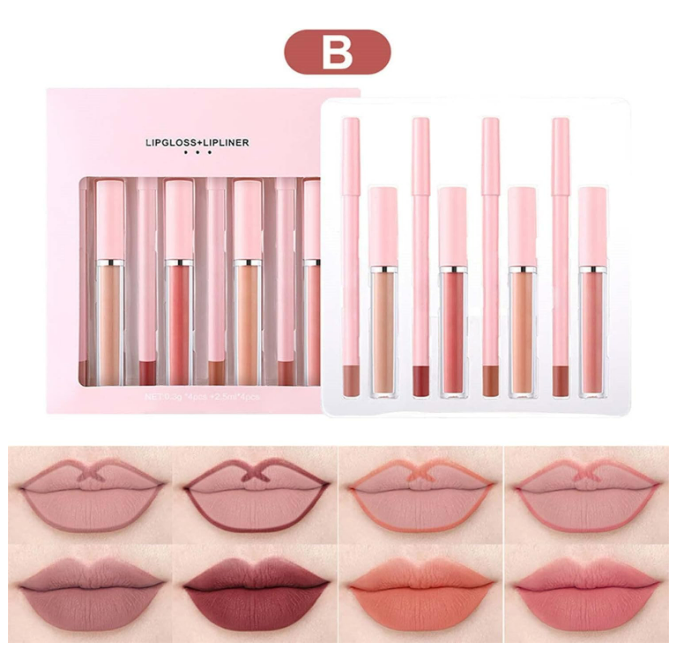 Dragon ranee Set of 4 Mattes Lipstick With 4 Lipliners