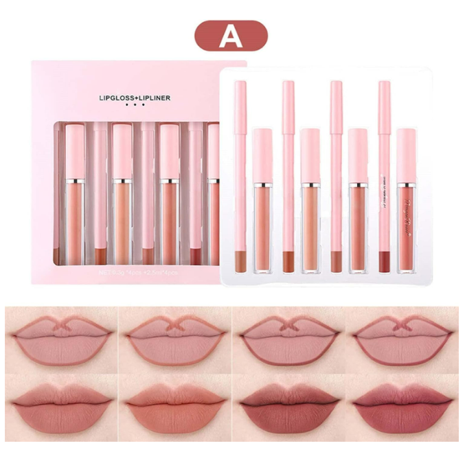 Dragon ranee Set of 4 Mattes Lipstick With 4 Lipliners